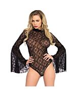 Leg avenue body de encaje con mangas campana negro