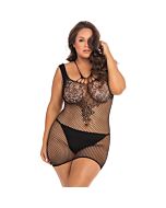 Absolutist dentelle et net vestido de rouge - negro