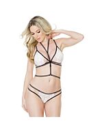 Ensemble dentelle, culotte et harnais - noir et blanc