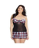 Chemise d'écolière - rouge, noir