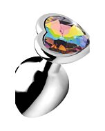 Plug anal coeur - arc-en-ciel - moyen - argent