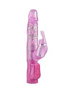 vibrateur rose avec stimulateur clitoridien