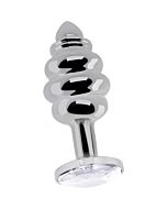 Love espiral plug trebol y diamante 8 cm plata