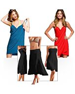 Ensemble Bisou et Cerise: Paréos Turquoise et Rouge + Paréo Jupe Noir