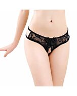 Culotte taille unique découpée en lingerie noire Queen