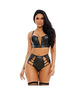 Stitched with lust quilted lingerie  conjunto negro