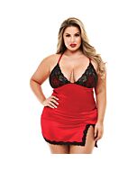 2pc lace & satin chemise with panty - picardias rojo