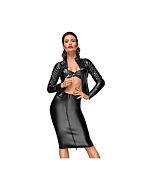 Chaqueta efecto mojado con pliegues - negro