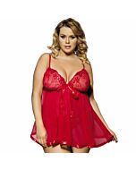 Subblime queen plus babydoll rojo con lacito y brillantes
