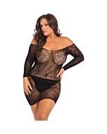 Robe en dentelle à épaules dénudées Open Season - Noir