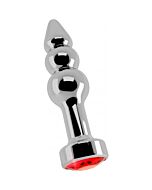 Rich anal r3 argent bouchon 10 cm avec saphir rouge