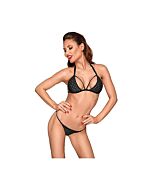 Conjunto sujetador y tanga recuadros - negro