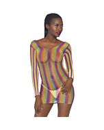 Mini robe rouge à manches longues - arc-en-ciel