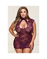 Lace keyhole mini vestido - morado