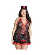 Déguisement babydoll infirmière - noir et rouge
