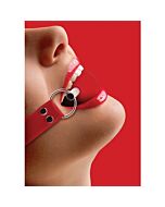 Ouch balle gag avec des ceintures en cuir rouge