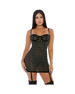 Drapé de diamants strass vestido negro