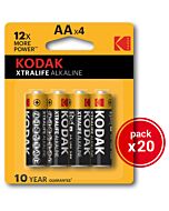 Kodak Xtralife Alcaline AA - 20 paquets de 4uds