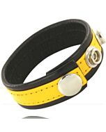 Sangle de pénis en cuir jaune et noir