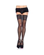 Leg avenue noirs collants bas noirs avec dentelle large, plus