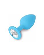 Branchez bijoux anal silicone bleu / diamant
