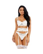 More than lace conjunto 3 piezas de piel - blanco