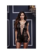 Baci mini robe en dentelle noire découpée
