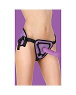 Arnés deluxe con dildo silicona - 20,5 cm - morado
