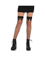 Leg avenue medias al muslo de red con lazada - negro