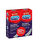 Durex duplo preservativos sensitivo contacto total, 2x12uds