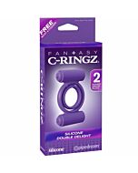 Fantaisie c-anneau silicone vibrateur à double plaisir