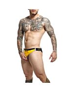 DNGEON Cockring Jockstrap Jaune - Ceinture en Cuir - Sex Shop