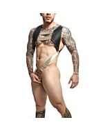 DNGEON Harnais Cockring BDSM avec Anneau Supérieur Doré