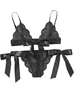 Dentelle Noire - Ensemble Lingerie Noeuds
