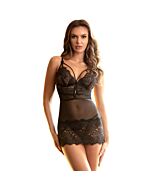 Nuisette en Dentelle 3XL Noir Ajustable