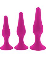 Kit de Séduction Anale Courbé - Ensemble de 3 Bouchons en Silicone