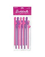 pailles de pénis Bachelorette rose-lilas 10 pcs