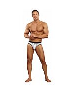 puissance Homme Jockstrap blanc rayures noires