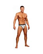 puissance Homme string blanc rayures noires