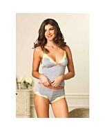 Seraphina fixé dessus et gris court avec dentelle jaune