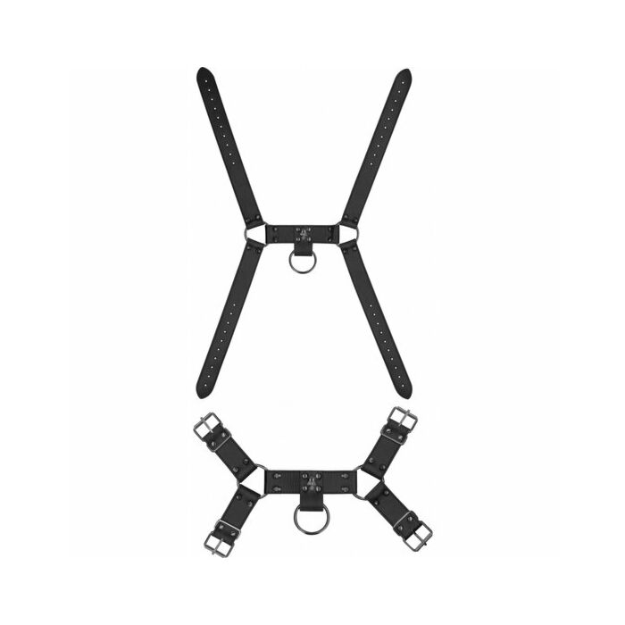 Ouch! skulls and bones arnés masculino con calaveras y pinchos - negro