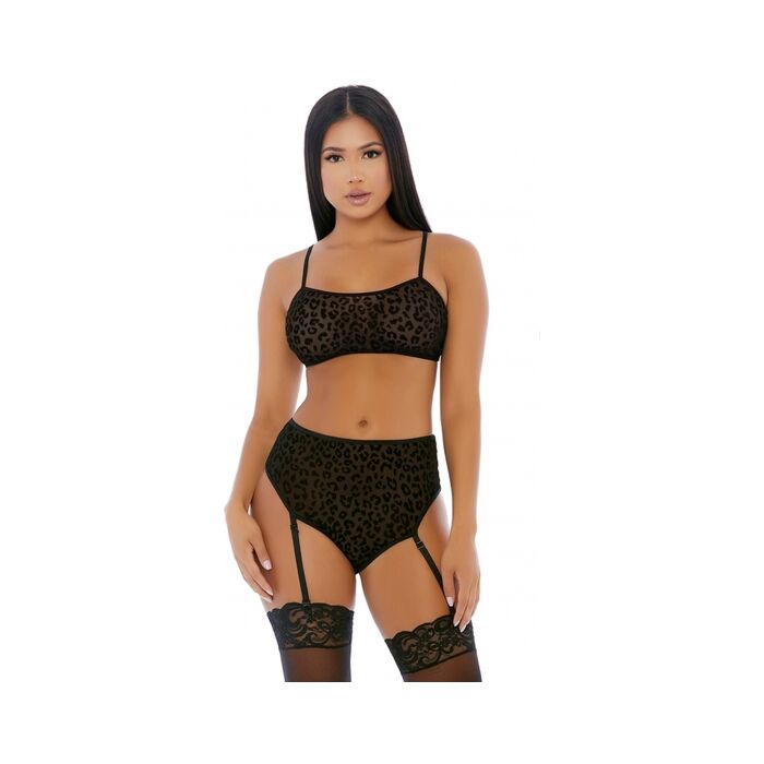 Ensemble lingerie caraco léopard Lustful Negro