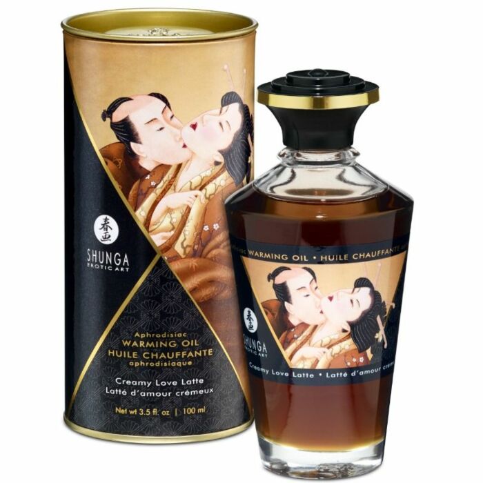 Shunga aceite masaje efecto calor sabor creamy love latte 100 ml