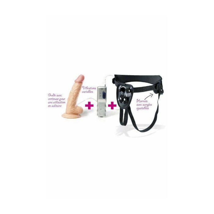 Arnes réalistico Invigorator avec vibrateur 16cm