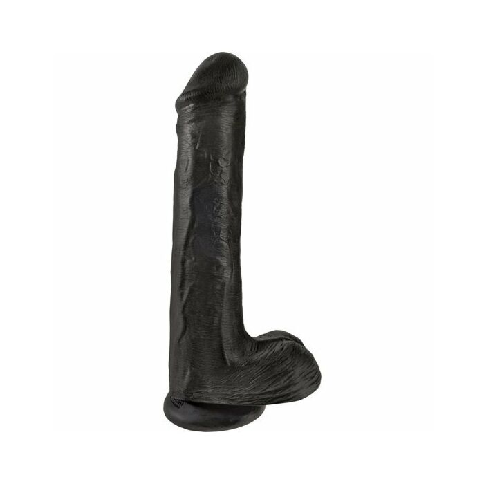 King cock pene realístico con testículos 33cm negro