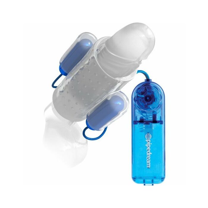 Funda para el pene dual con vibración - azul