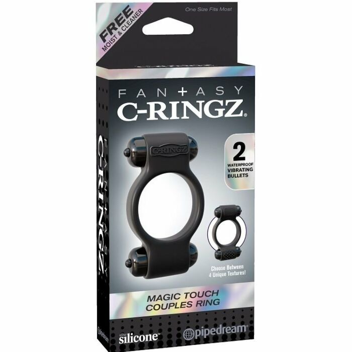 magic vibrateur en silicone noir Fantasy c-anneau double anneau