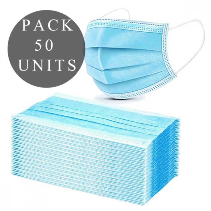 Masques hygiéniques 3 couches couvrent -19- 50 unités