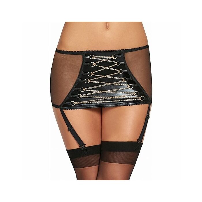 Coro faldita con ligueros diseño cordón oro - negro