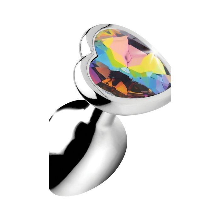 Plug anal coeur - arc-en-ciel - petit - argent